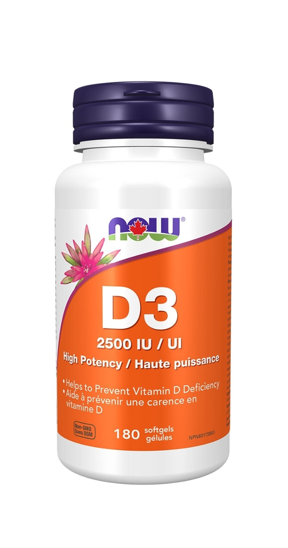 NOW Vitamin D3 2,500IU 180 softgels