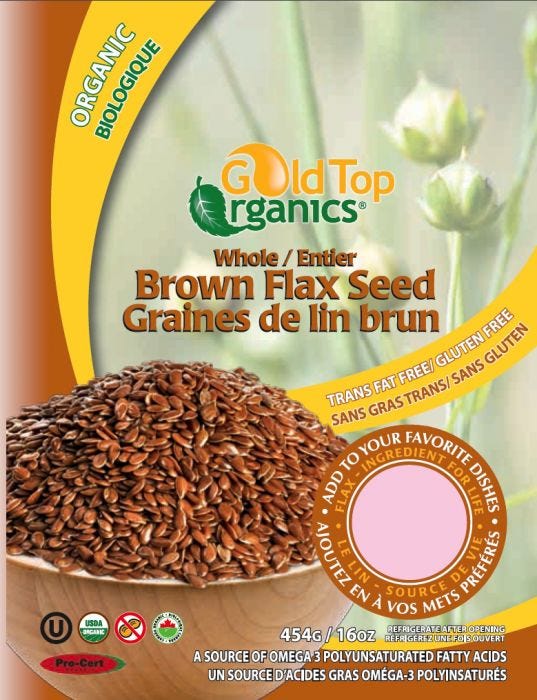 Organic Whole Brown Flax Seed 454g