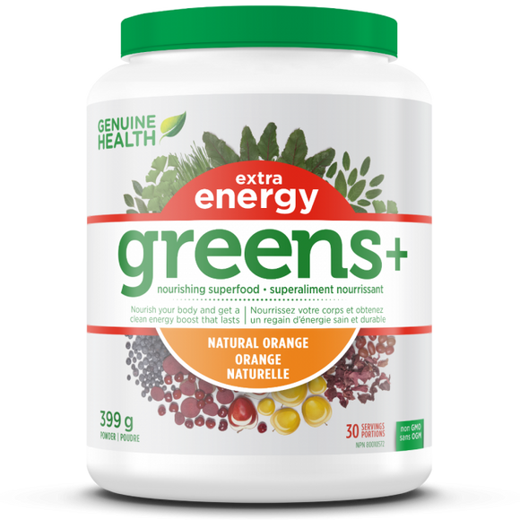 Genuine Helath Greens+ extra energy Natural Orange 399g