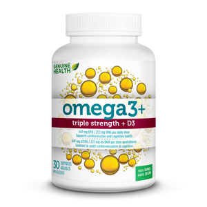 Genuine Health Fish Oil omega3+ TRIPLE STRENGTH + D3 60 capsules