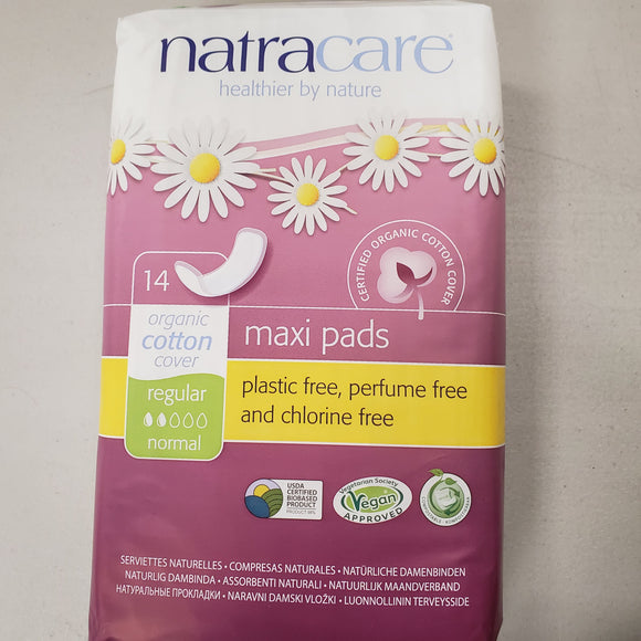 Natracare Organic Cotton Maxi Pads Regular flow 14's
