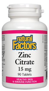 Natural Factors Zinc Citrate 15 mg 90's