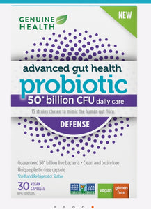 Genuine Health Advanced Gut Health DEFENSE 50 Billion Probiotic 30's